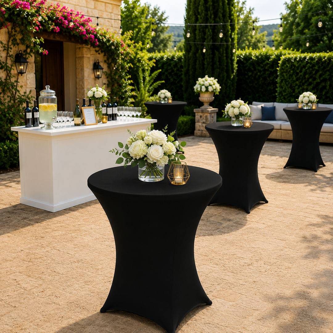 36"x42" Cocktail Spandex Table Cover - Black (1pc)