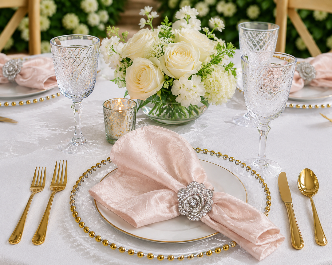 Sample 20"x20" Crushed Taffeta Napkins - Blush Pink/Rose Gold (1pc)