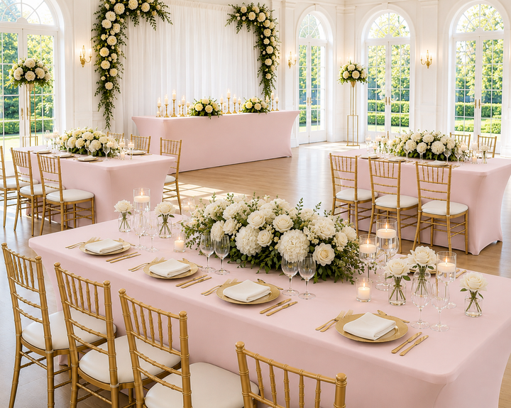 6 Ft Rectangular Spandex Table Cover - Blush Pink/Rose Gold (1pc)