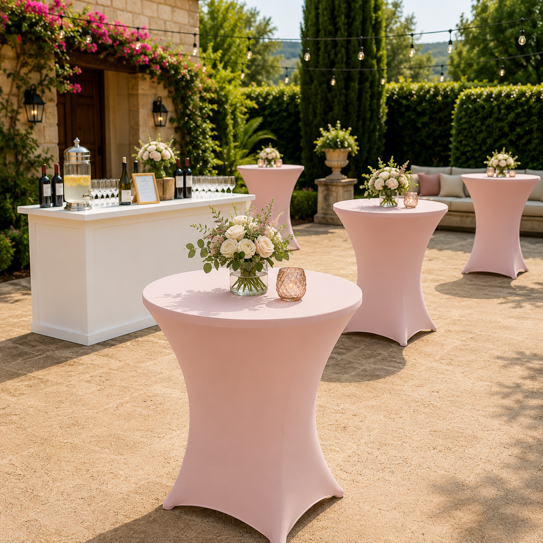 30"x42" Cocktail Spandex Table Cover - Blush Pink/Rose Gold (1pc)