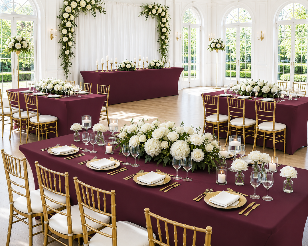 5 Ft Rectangular Spandex Table Cover - Burgundy (1pc)