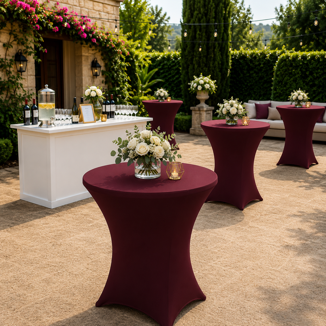 Housse de table cocktail en élasthanne 30"x42" - Bordeaux (1pc)