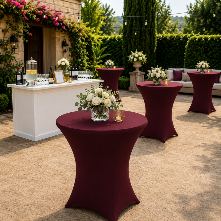 Housse de table cocktail en élasthanne 30"x42" - Bordeaux (1pc)