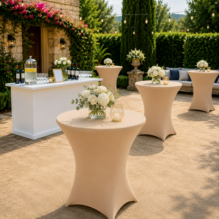 30"x42" Cocktail Spandex Table Cover - Champagne (1pc)