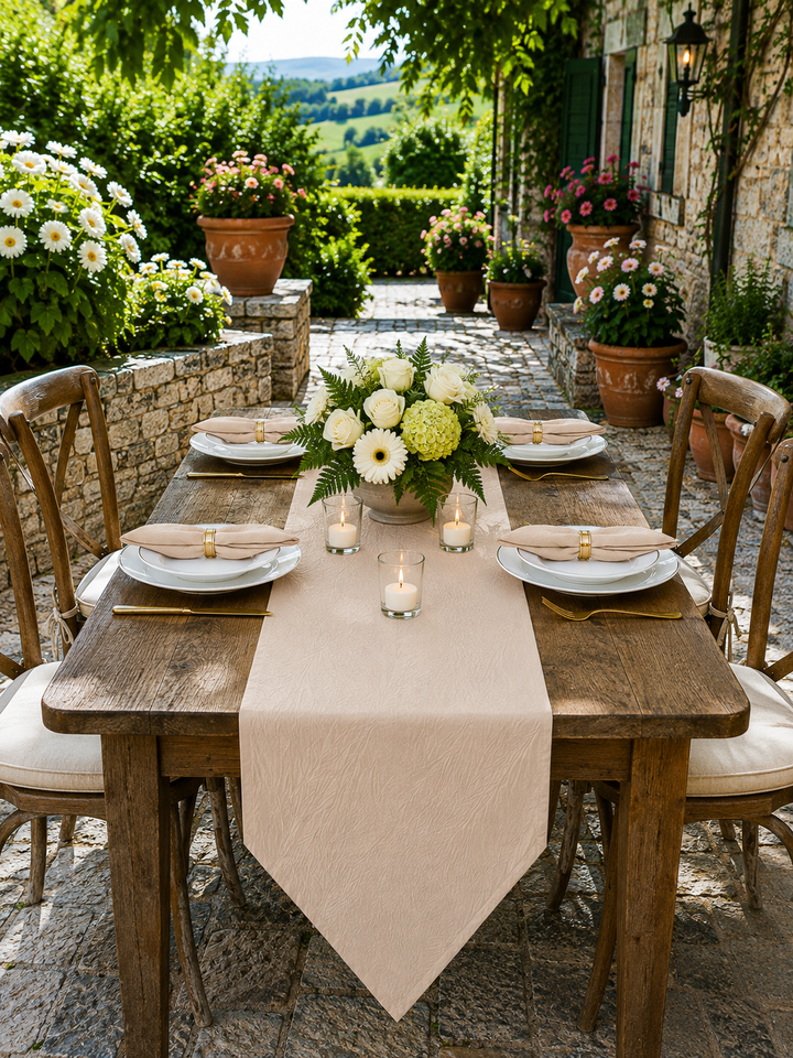 13"x108" Crushed Taffeta Table Runner - Champagne (1pc)