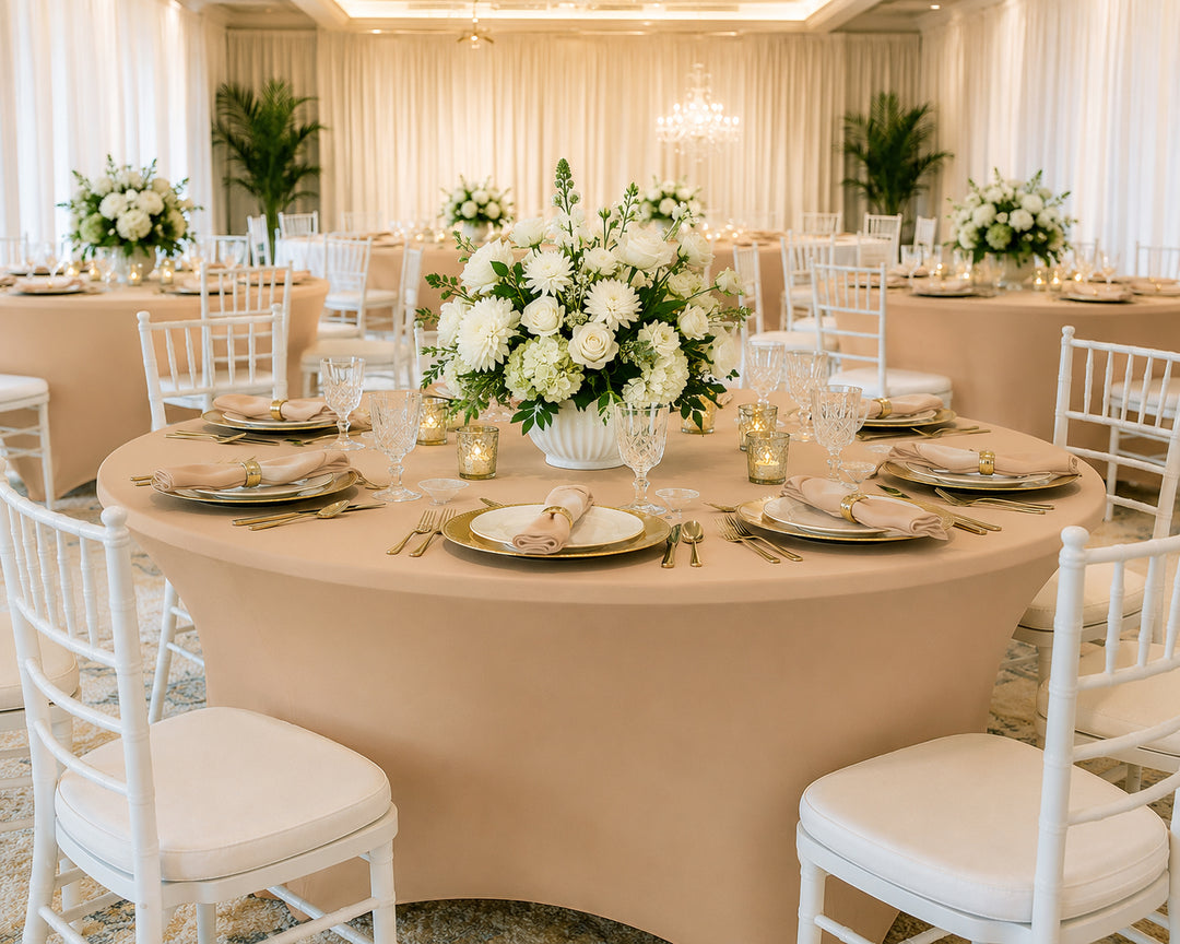 5 Ft Round Spandex Table Cover - Champagne (1pc)