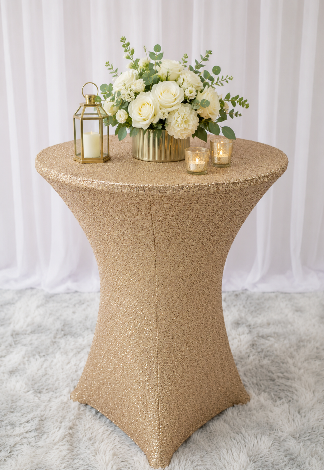 Housse de table en élasthanne à paillettes pour cocktail 30"x42" - Champagne (1pc)