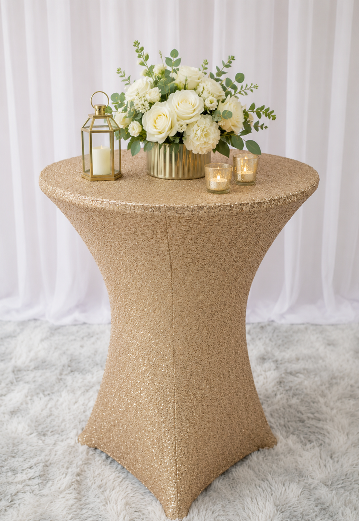 Housse de table en élasthanne à paillettes pour cocktail 30"x42" - Champagne (1pc)