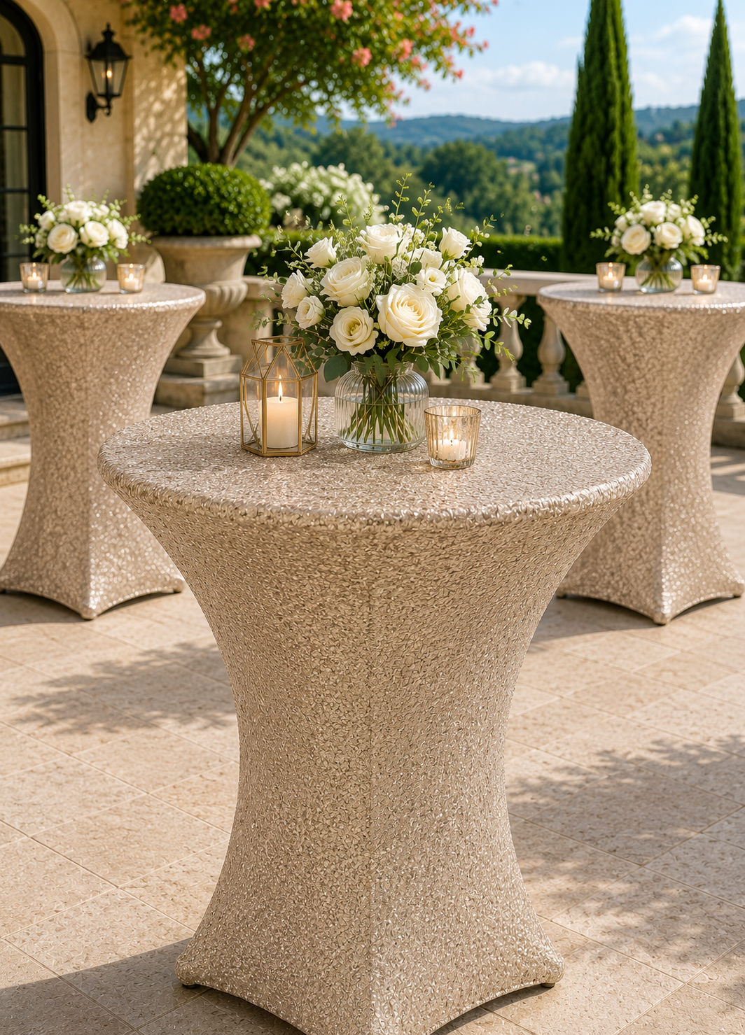 Housse de table en élasthanne à paillettes pour cocktail 30"x42" - Champagne (1pc)