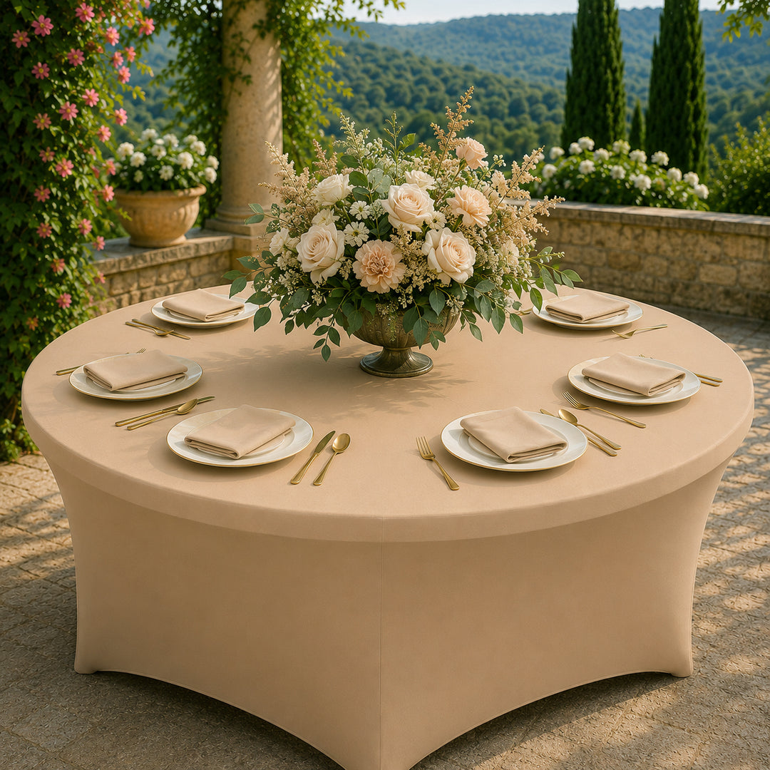 5 Ft Round Spandex Table Cover - Champagne (1pc)