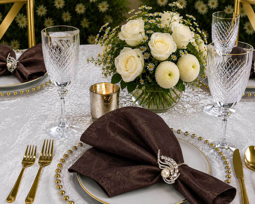 20"x20" Crushed Taffeta Napkins - Chocolate (10pcs/pk)