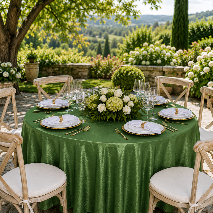 Nappe ronde en taffetas écrasé sans couture de 120 po - Vert trèfle (1 pièce)
