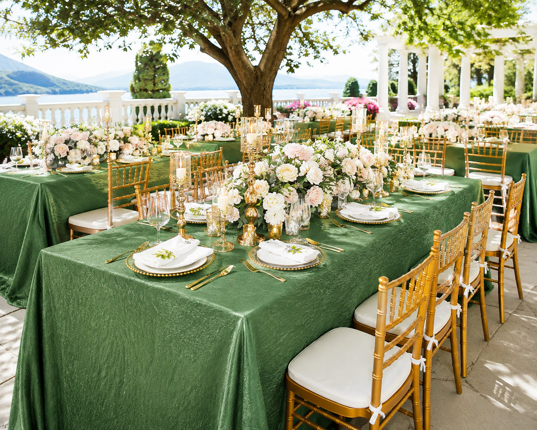 90"x156" Seamless Rectangular Crushed Taffeta Tablecloth - Clover Green (1pc)