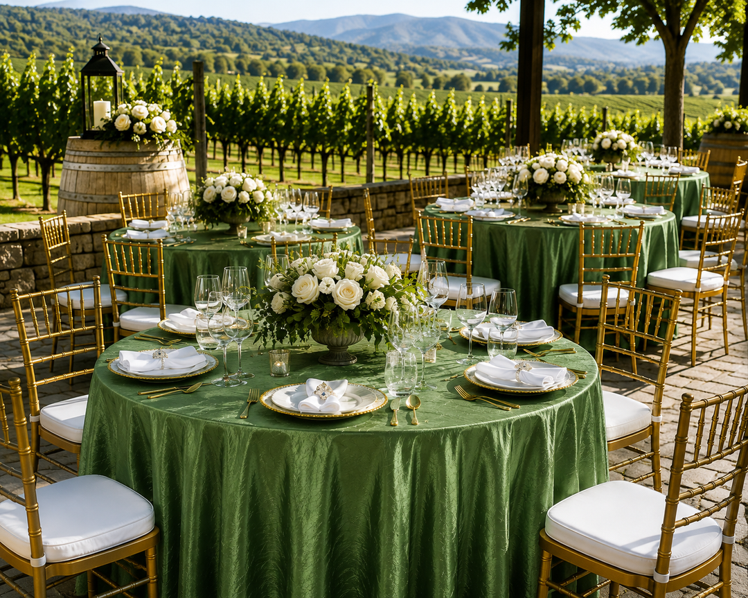 Nappe ronde en taffetas écrasé sans couture de 120 po - Vert trèfle (1 pièce)