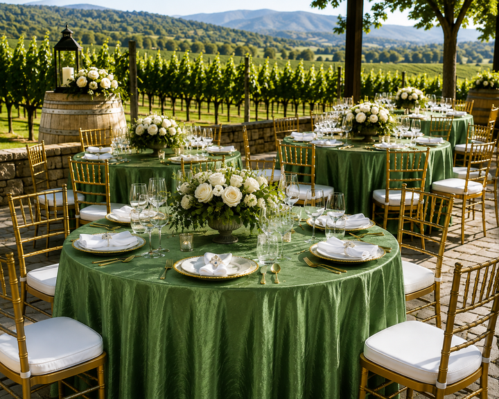 Nappe ronde en taffetas écrasé sans couture de 120 po - Vert trèfle (1 pièce)