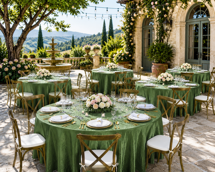 Nappe ronde en taffetas écrasé sans couture de 120 po - Vert trèfle (1 pièce)