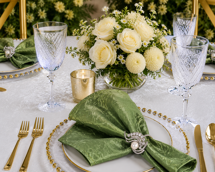 Serviettes en taffetas écrasé 20"x20" - Blanc (10pcs/pqt)