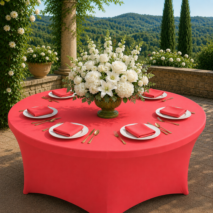 6 Ft Round Spandex Table Cover - Coral (1pc)