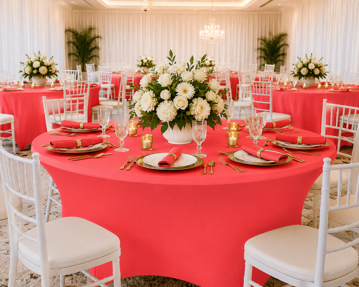 6 Ft Round Spandex Table Cover - Coral (1pc)