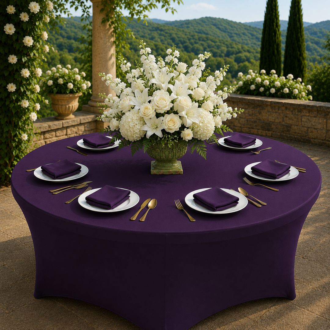 6 Ft Round Spandex Table Cover - Eggplant (1pc)