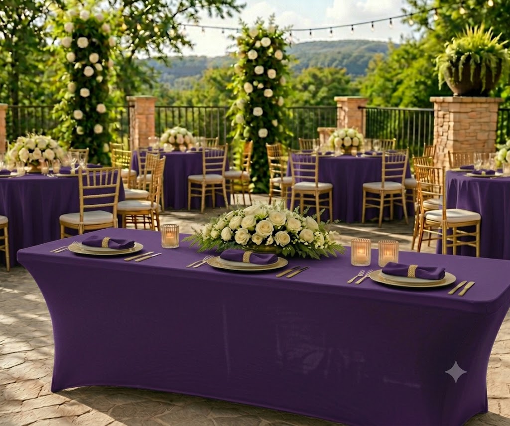 8 Ft Rectangular Spandex Table Cover - Eggplant (1pc)