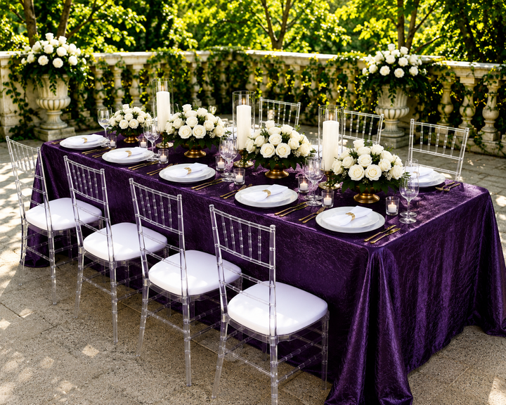 90"x156" Seamless Rectangular Crushed Taffeta Tablecloth - Eggplant (1pc)