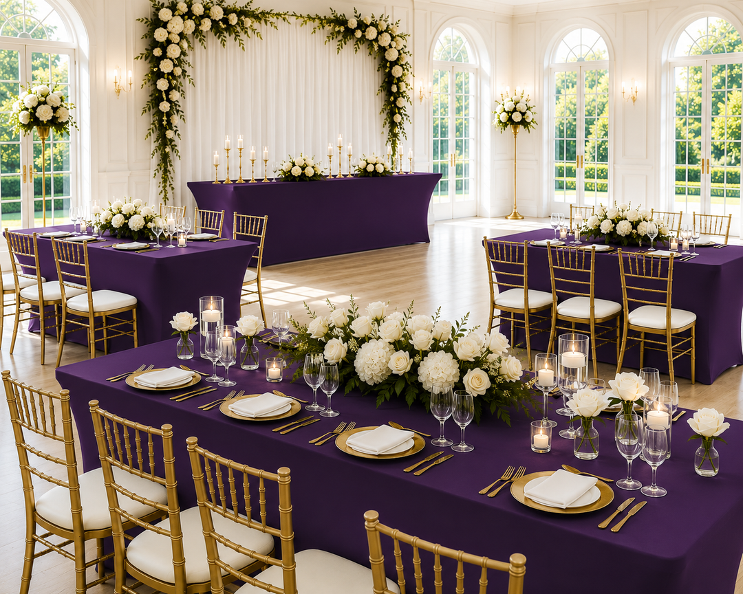 8 Ft Rectangular Spandex Table Cover - Eggplant (1pc)