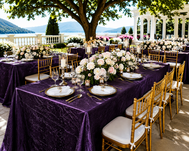90"x156" Seamless Rectangular Crushed Taffeta Tablecloth - Eggplant (1pc)