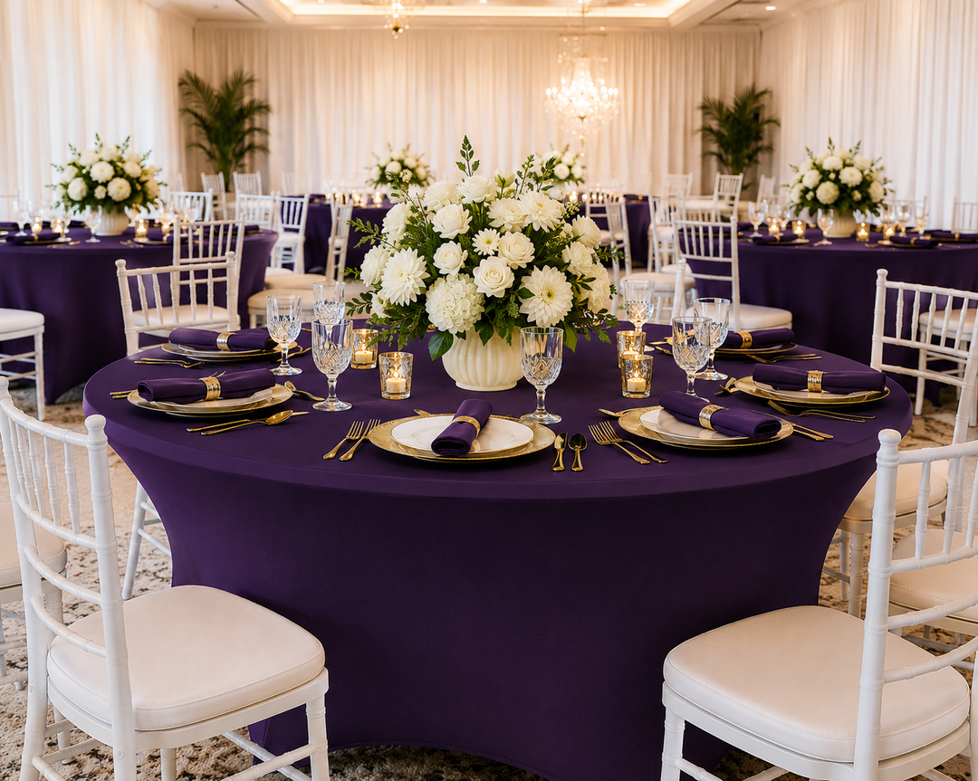 6 Ft Round Spandex Table Cover - Eggplant (1pc)