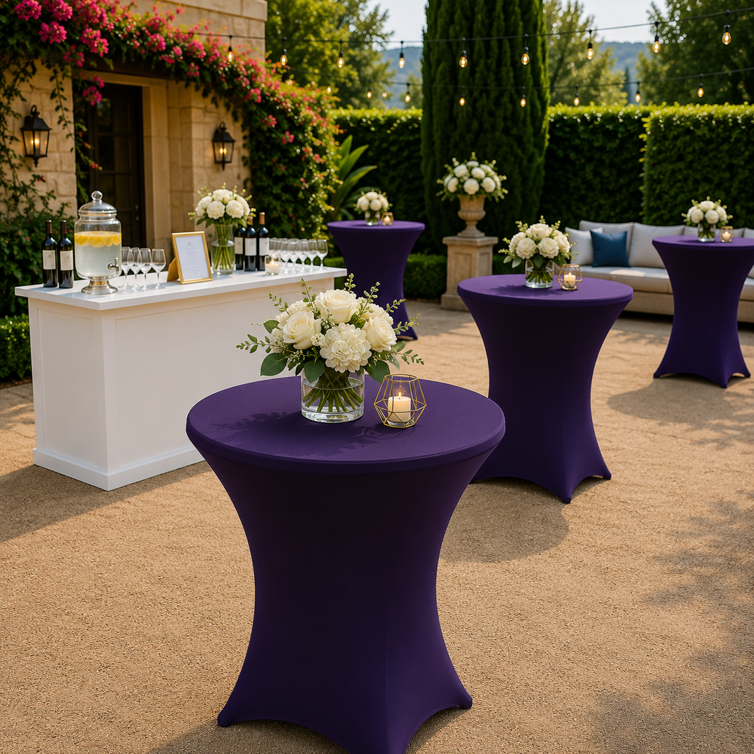 Housse de table cocktail en élasthanne 30"x42" - Aubergine (1pc)
