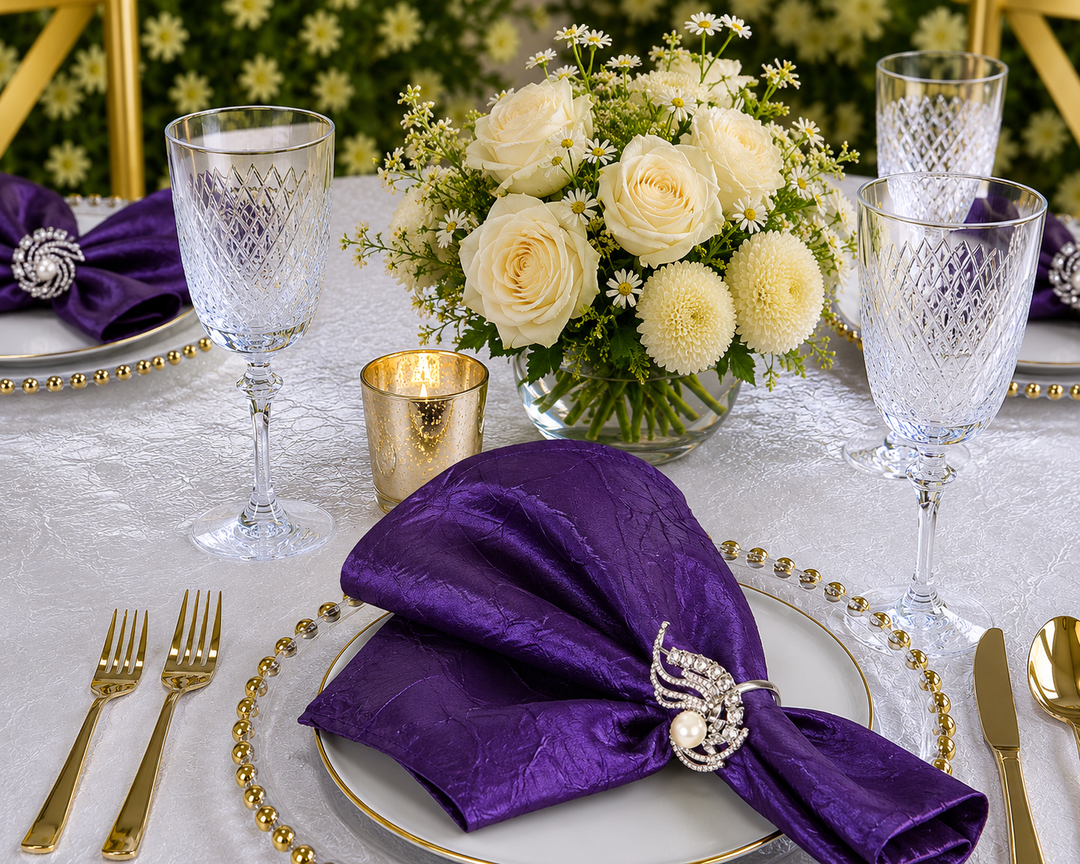 Sample 20"x20" Crushed Taffeta Napkins - Eggplant (1pc)