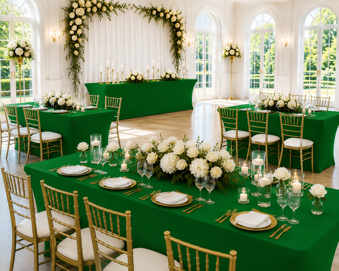8 Ft Rectangular Spandex Table Cover - Emerald Green (1pc)