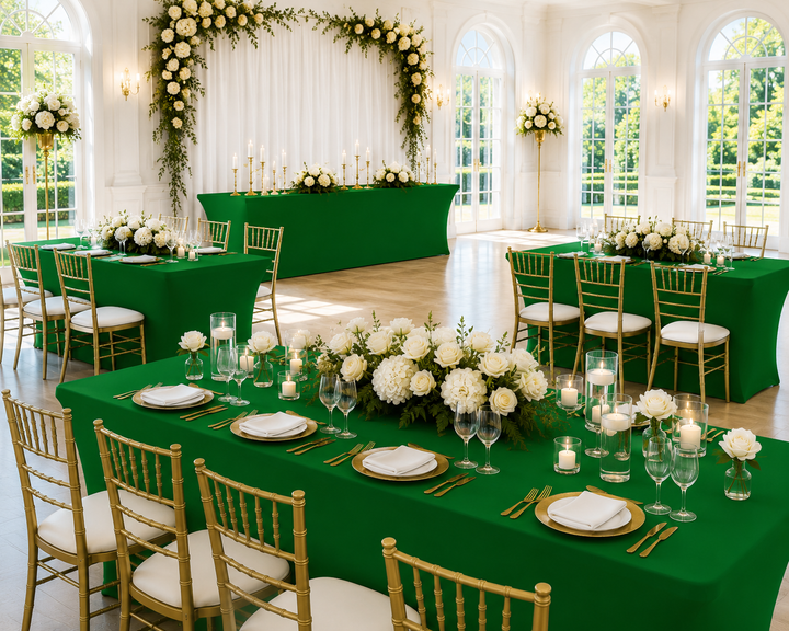8 Ft Rectangular Spandex Table Cover - Emerald Green (1pc)