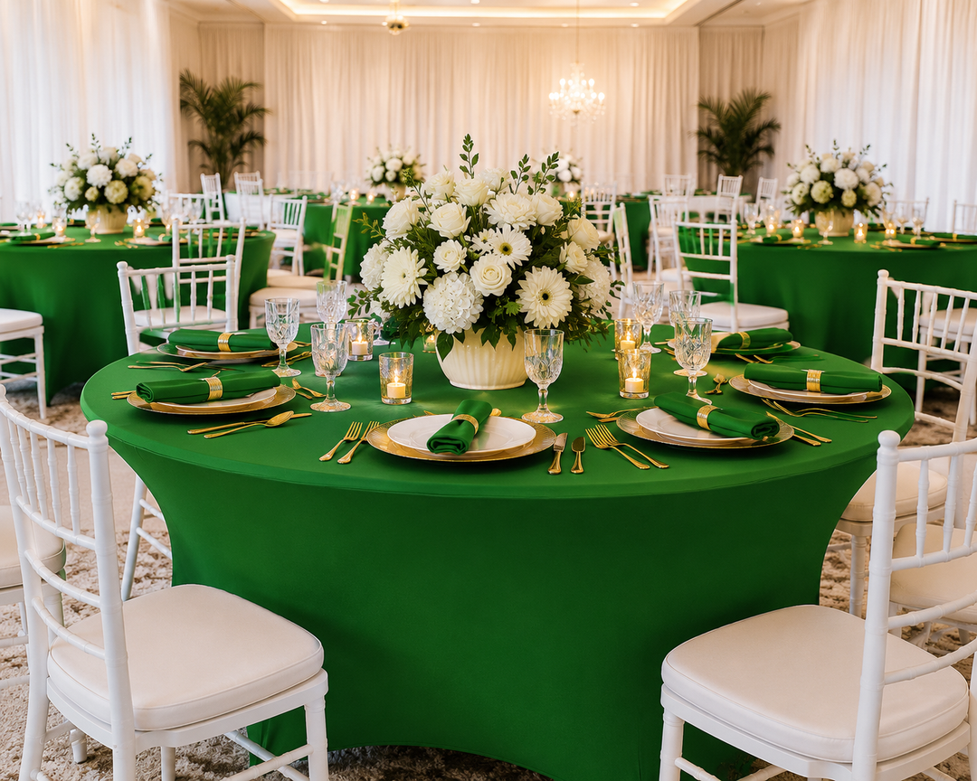 Housse de table ronde en élasthanne de 4 pieds - Vert émeraude (1pc)
