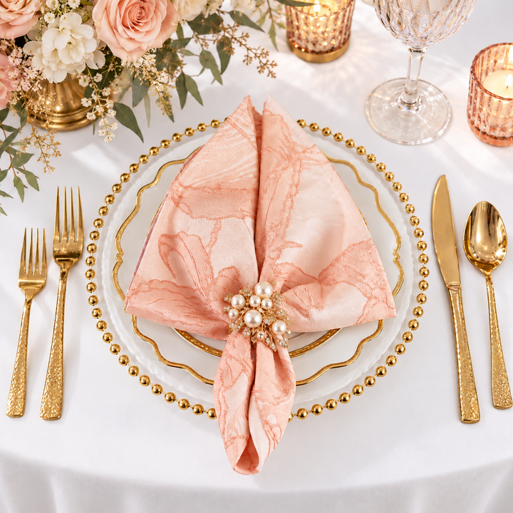 Sample 20"x20" Floral Reef Jacquard Polyester Napkins - Apricot/Peach (1pc)
