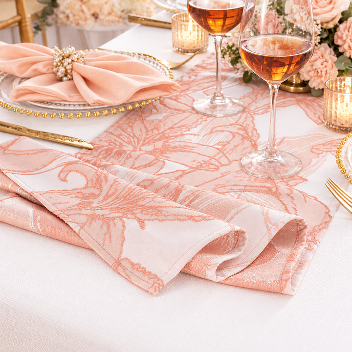 13"x108" Floral Reef Jacquard Polyester Table Runner - Apricot/Peach (1pc)