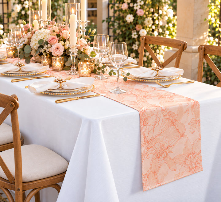 13"x108" Floral Reef Jacquard Polyester Table Runner - Apricot/Peach (1pc)