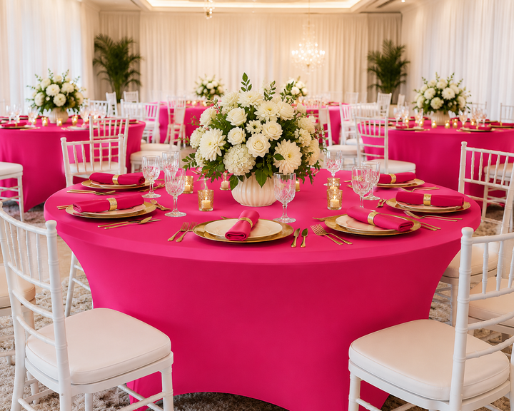 Housse de table ronde en spandex de 6 pi - Fuchsia (1pc)