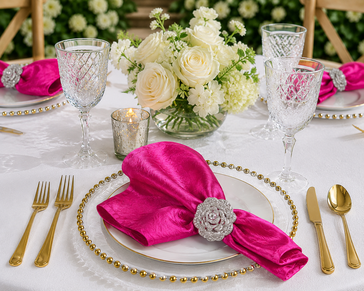 Sample 20"x20" Crushed Taffeta Napkins - Fuchsia (1pc)