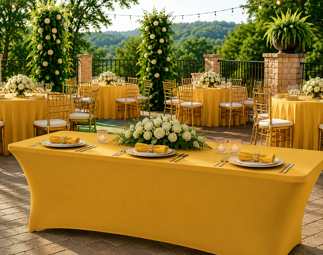 6 Ft Rectangular Spandex Table Cover - Gold (1pc)