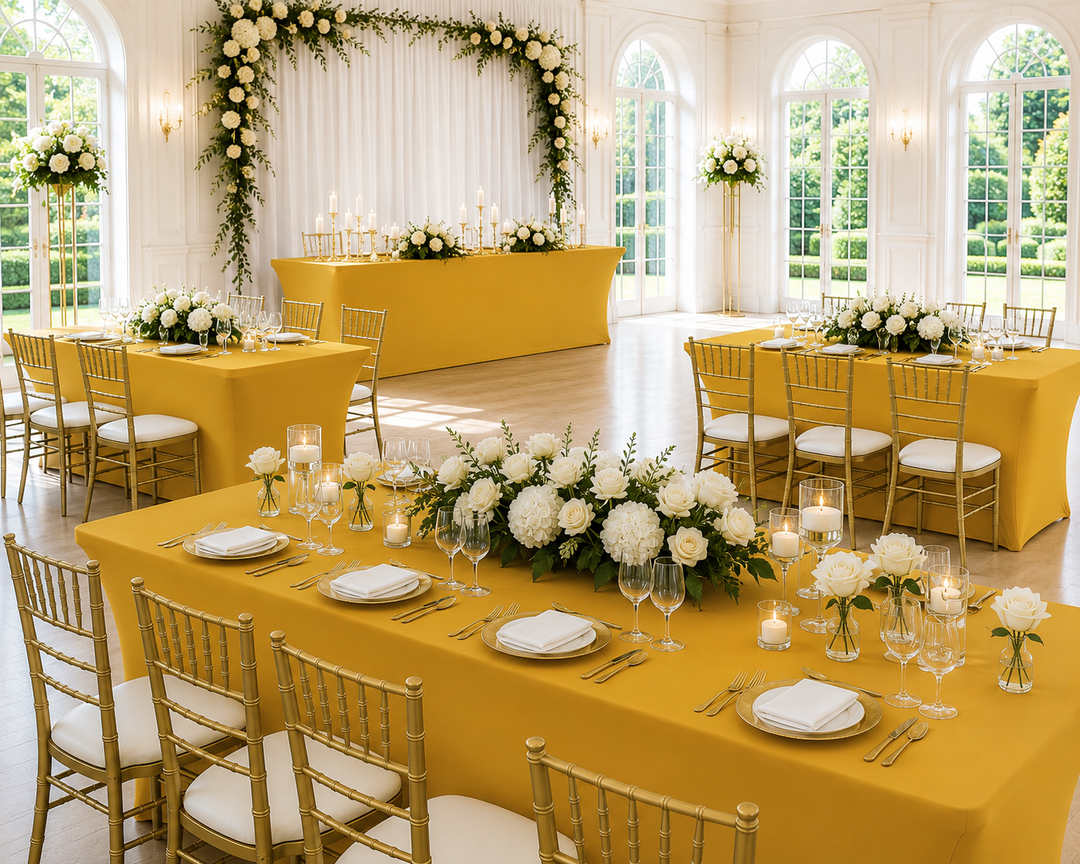6 Ft Rectangular Spandex Table Cover - Gold (1pc)