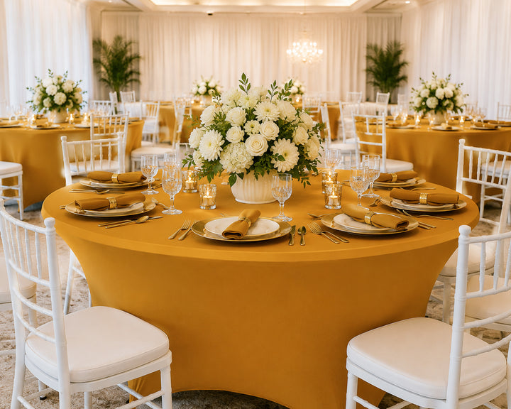 5 Ft Round Spandex Table Cover - Gold (1pc)