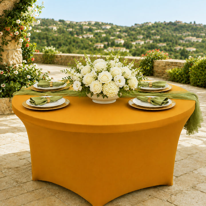 5 Ft Round Spandex Table Cover - Gold (1pc)