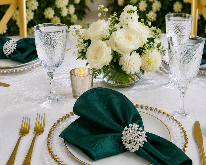 Sample 20"x20" Crushed Taffeta Napkins - Hunter Green/Holly Green (1pc)