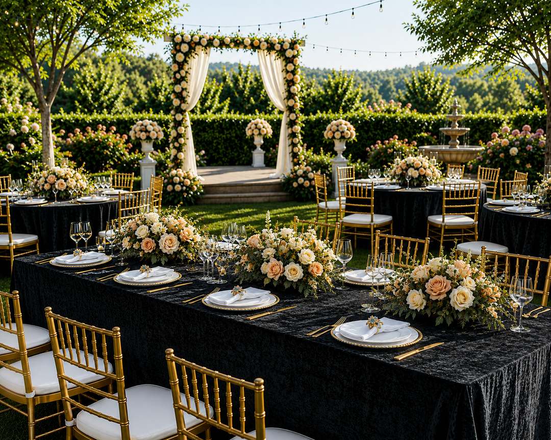 90"x132" Seamless Rectangular Ice Crushed Velvet (200 GSM) Tablecloth - Black (1pc)