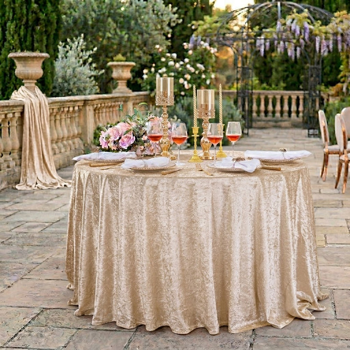 120" Round Ice Crushed Velvet (200 GSM) Tablecloth - Champagne (1pc)