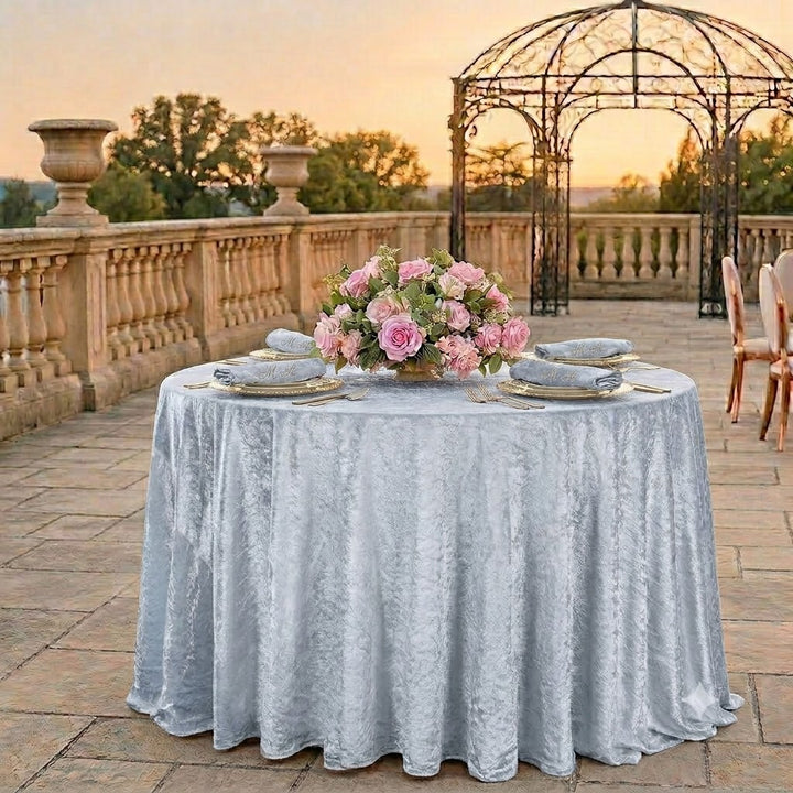 132" Round Ice Crushed Velvet (200 GSM) Tablecloth - Dusty Blue (1pc)