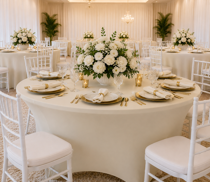 4 Ft Round Spandex Table Cover - Ivory (1pc)
