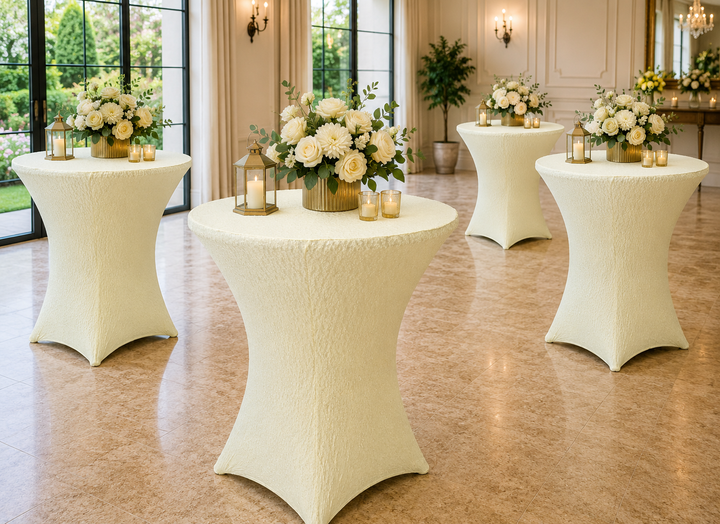 30"x42" Cocktail Sequin Spandex Table Cover - Ivory (1pc)