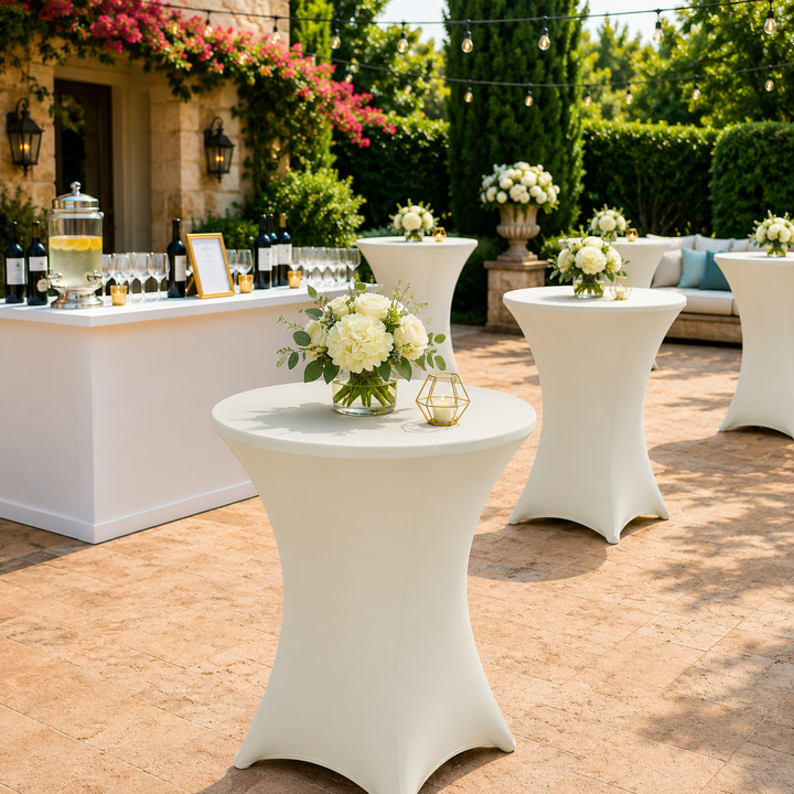 30"x42" Cocktail Spandex Table Cover - Ivory (1pc)